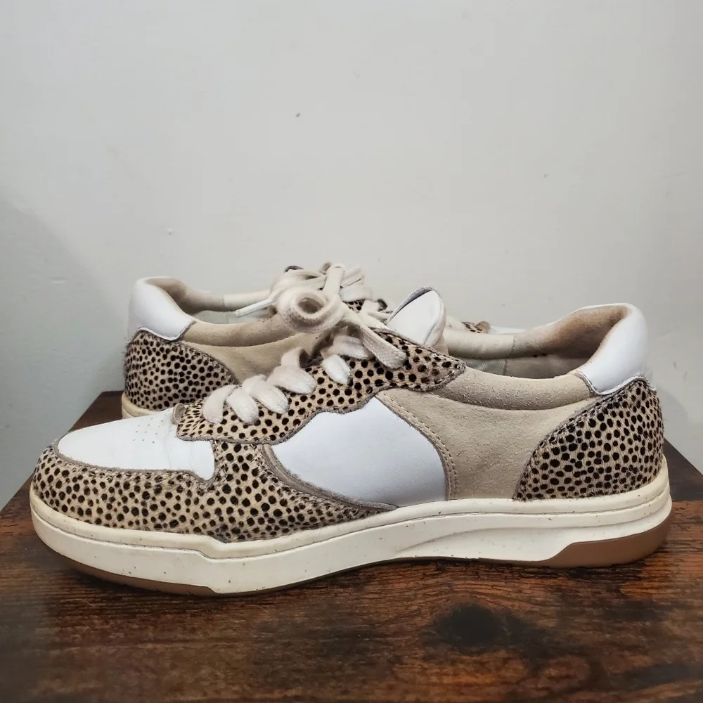Madewell Court Sneakers Spotted Calf Hair Size 8 Sand Beige
